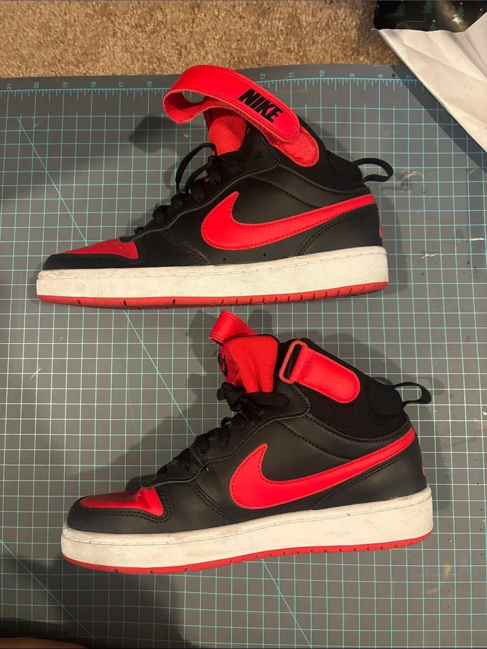 Nike Kids High-Top Sneakers in Black and Red